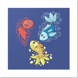 Red Yellow Blue Fishes Posters and Art